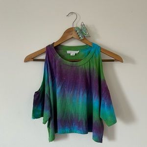 Butterfly Claw Clip and Tie-Dye Bundle Crop Top Green, Purple, Blue 🦋